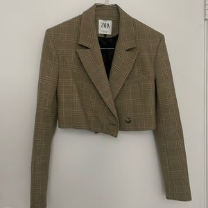 ZARA Cropped brown Blazer in size xs